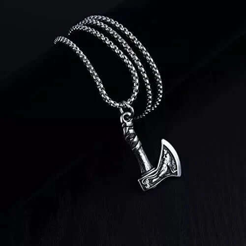 THE MEN THING SS Pendant/ Necklace FOXY AXE -  Alloy Pendant with Stainless Steel 24inch Round Box Chain, American trending Style for Men & Boy