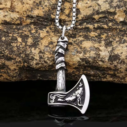 THE MEN THING SS Pendant/ Necklace FOXY AXE  (T) - Pure Titanium Steel Pendant with Stainless Steel 24inch Round Box Chain, European trending Style for Men & Boy