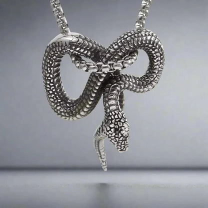 THE MEN THING SS Pendant/ Necklace FURIOUS INFINITY SNAKE  - Alloy Pendant with Pure Stainless Steel  24inch Round Box Chain, European trending Style for Men & Boy