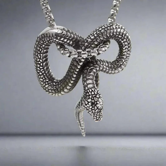 THE MEN THING SS Pendant/ Necklace FURIOUS INFINITY SNAKE  - Alloy Pendant with Pure Stainless Steel  24inch Round Box Chain, European trending Style for Men & Boy