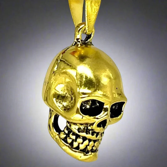 THE MEN THING SS Pendant/ Necklace GILDSKULL (Gold Tone) - Alloy  Pendant with  Pure Stainless Steel 24inch Round Box Chain, European trending Style for Men & Boy