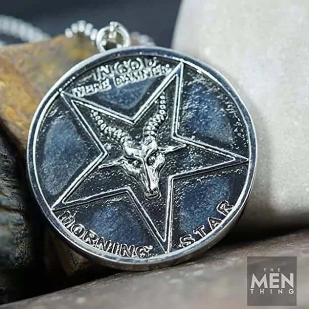 THE MEN THING SS Pendant/ Necklace GOAT STAR - Alloy Pendant with Pure Stainless Steel 24inch Round Box Chain, European trending Style for Men & Boys