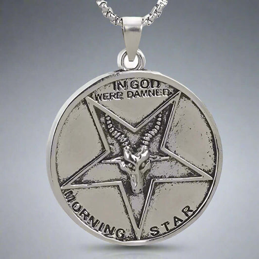 THE MEN THING SS Pendant/ Necklace GOAT STAR - Alloy Pendant with Pure Stainless Steel 24inch Round Box Chain, European trending Style for Men & Boys