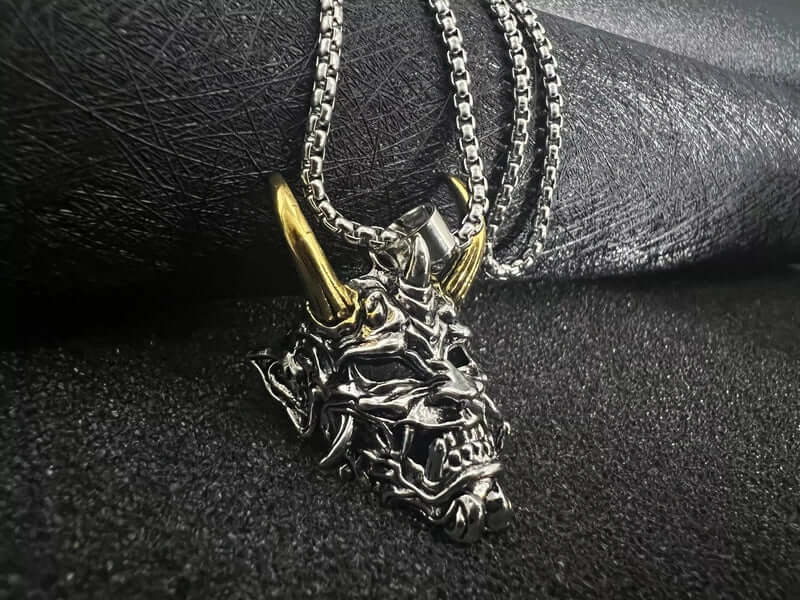 THE MEN THING SS Pendant/ Necklace GOLDEN HORN - Alloy Pendant with Stainless Steel 24inch Round Box Chain, European trending Style for Men & Boy