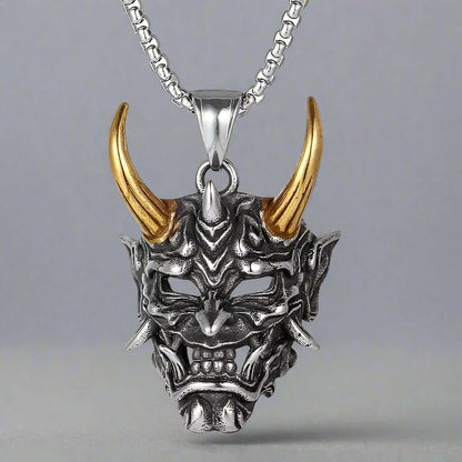 THE MEN THING SS Pendant/ Necklace GOLDEN HORN - Alloy Pendant with Stainless Steel 24inch Round Box Chain, European trending Style for Men & Boy