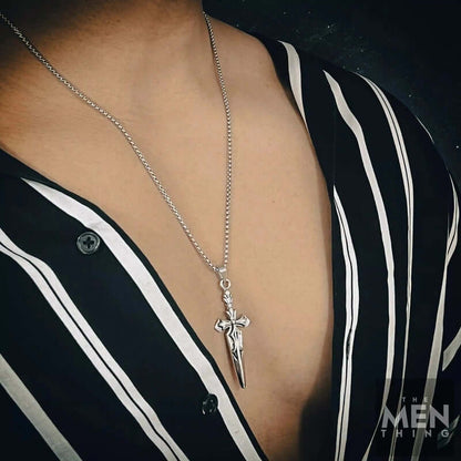 THE MEN THING SS Pendant/ Necklace GOT SWORD -  Alloy Pendant with Pure Stainless Steel  24inch Round Box Chain, American trending Style for Men & Boys