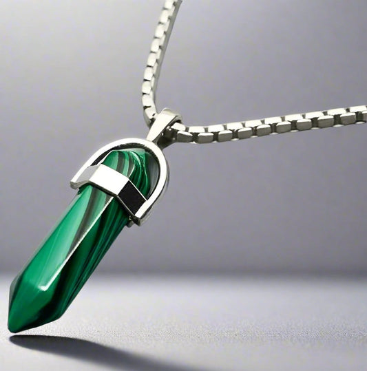 THE MEN THING SS Pendant/ Necklace GREEN LAVA WARRIOR - Spanish Style Neckware with  Pure Stainless Steel 24inch Chain for Men- Round Box Chain & Pendant for Men & Boy