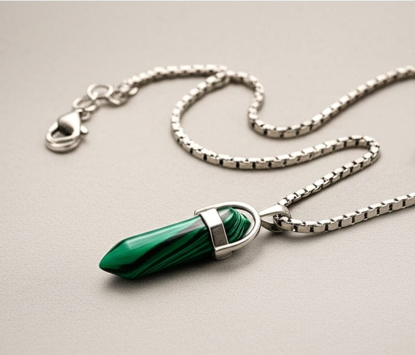 THE MEN THING SS Pendant/ Necklace GREEN LAVA WARRIOR - Spanish Style Neckware with  Pure Stainless Steel 24inch Chain for Men- Round Box Chain & Pendant for Men & Boy
