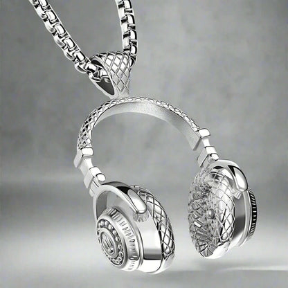 THE MEN THING SS Pendant/ Necklace HEADPHONE SILVER (A) -  Alloy Pendant with Stainless Steel 24inch Round Box Chain for Men, American trending Style for Men & Boy