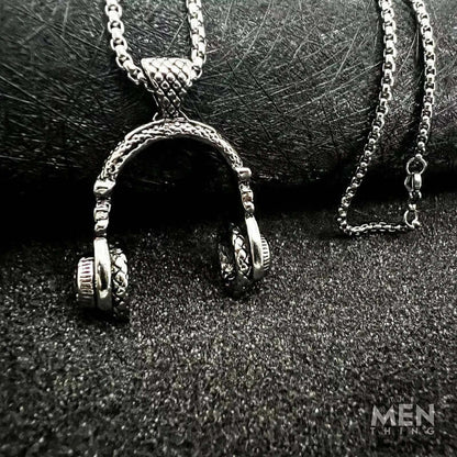 THE MEN THING SS Pendant/ Necklace HEADPHONE  - Titanium Steel Pendant with 24inch Round Box Chain for Men & Boys