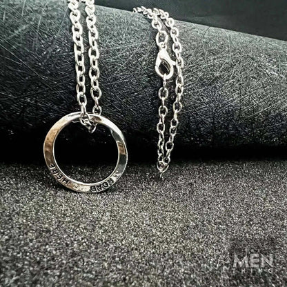 THE MEN THING SS Pendant/ Necklace HELIX - Alloy Circle Pendant with  Stainless Steel 24inch Round Box Chain , Milan trending Style for Men & Boy