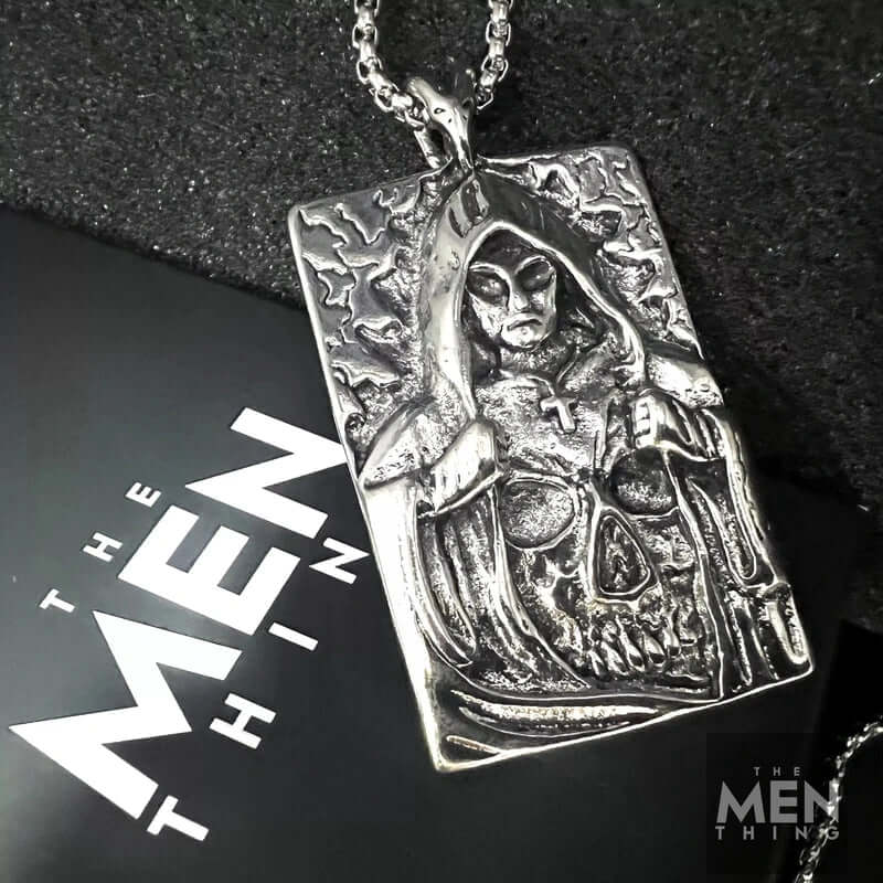 THE MEN THING SS Pendant/ Necklace HIDDEN DEVIL - Alloy Pendant with Pure Stainless Steel  24inch Round Box Chain, American trending Style  for Men & Boy