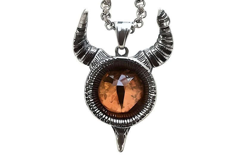 THE MEN THING SS Pendant/ Necklace HORN YELLOW EYE PROTECT - Pure Titanium Steel Pendant with 24inch Round Box Chain for Men & Boys