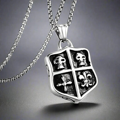 THE MEN THING SS Pendant/ Necklace JOKER DECK SKULL -  Alloy Pendant with Pure Stainless Steel 24inch Round Box Chain, American trending Style for Men & Boy
