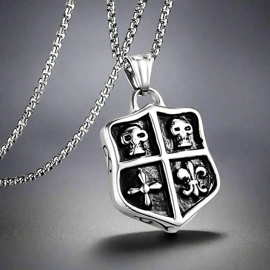 THE MEN THING SS Pendant/ Necklace JOKER DECK SKULL -  Alloy Pendant with Pure Stainless Steel 24inch Round Box Chain, American trending Style for Men & Boy