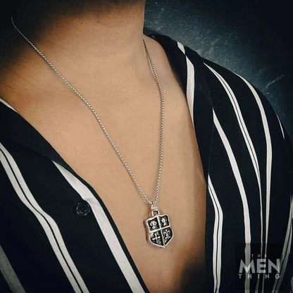 THE MEN THING SS Pendant/ Necklace JOKER DECK SKULL -  Alloy Pendant with Pure Stainless Steel 24inch Round Box Chain, American trending Style for Men & Boy