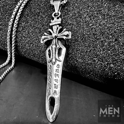 THE MEN THING SS Pendant/ Necklace KINGS SWORD - Alloy Pendant with Stainless Steel 24inch Round Box Chain, American trending Style for Men & Boy