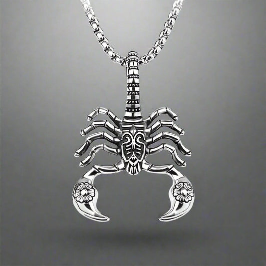 THE MEN THING SS Pendant/ Necklace KINGSCORP (T) - Pure Titanium Steel Scorpion Pendant with Stainless Steel 24inch Round Box Chain, European trending Style for Men & Boy