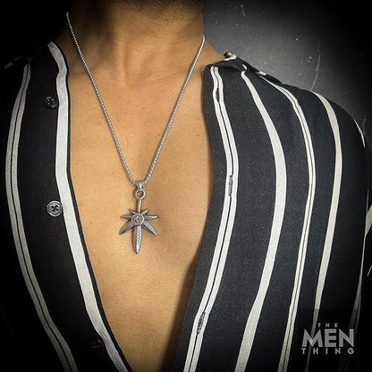 THE MEN THING SS Pendant/ Necklace LEAF OF LIFE - Pure Titanium Steel Pendant with 24inch Round Box Chain for Men & Boys