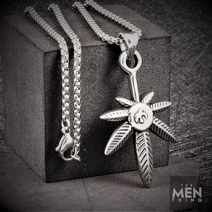 THE MEN THING SS Pendant/ Necklace LEAF OF LIFE - Pure Titanium Steel Pendant with 24inch Round Box Chain for Men & Boys