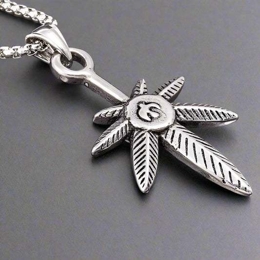 THE MEN THING SS Pendant/ Necklace LEAF OF LIFE - Pure Titanium Steel Pendant with 24inch Round Box Chain for Men & Boys