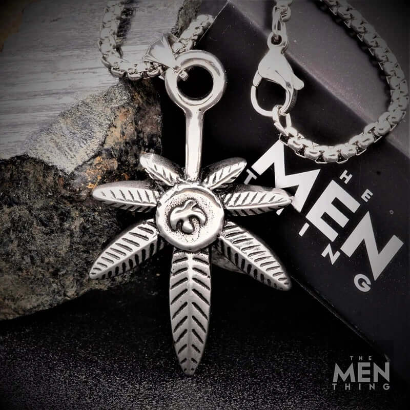 THE MEN THING SS Pendant/ Necklace LEAF OF LIFE - Pure Titanium Steel Pendant with 24inch Round Box Chain for Men & Boys