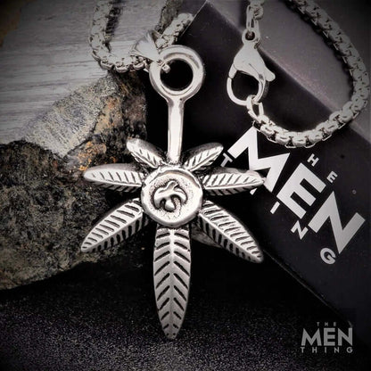 THE MEN THING SS Pendant/ Necklace LEAF OF LIFE - Pure Titanium Steel Pendant with 24inch Round Box Chain for Men & Boys