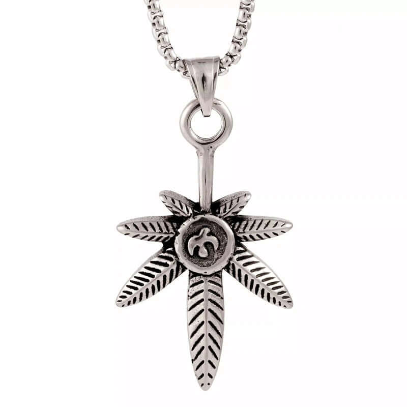 THE MEN THING SS Pendant/ Necklace LEAF OF LIFE - Pure Titanium Steel Pendant with 24inch Round Box Chain for Men & Boys