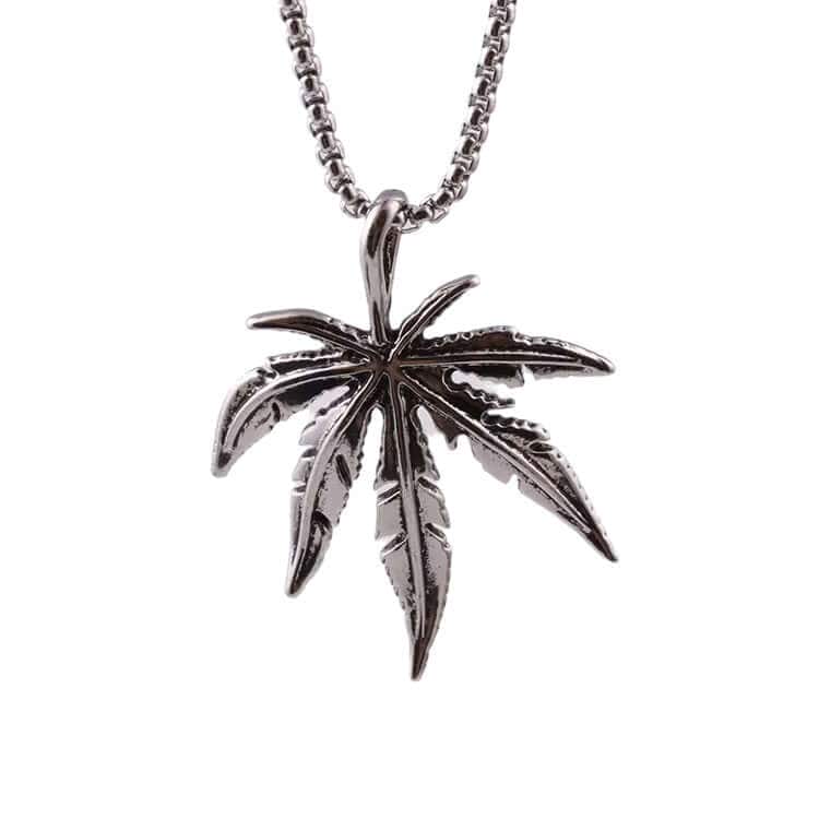 THE MEN THING SS Pendant/ Necklace LEAFEN (T) - Pure Titanium Steel Pendant with Stainless Steel 24inch Round Box Chain, European trending Style for Men & Boy