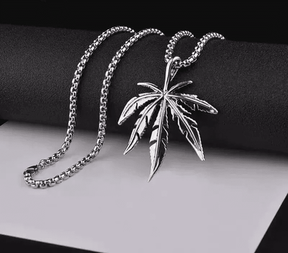 THE MEN THING SS Pendant/ Necklace LEAFEN (T) - Pure Titanium Steel Pendant with Stainless Steel 24inch Round Box Chain, European trending Style for Men & Boy