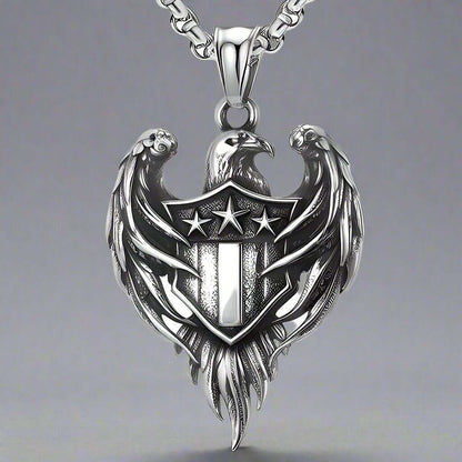 THE MEN THING SS Pendant/ Necklace LIBERTY WINGS - Alloy The Eagle Pendant with Stainless Steel 24inch Round Box Chain, European trending for Men & Boy