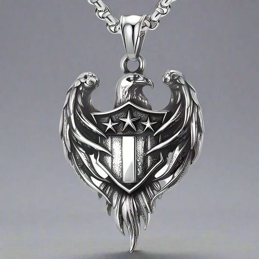 THE MEN THING SS Pendant/ Necklace LIBERTY WINGS - Alloy The Eagle Pendant with Stainless Steel 24inch Round Box Chain, European trending for Men & Boy