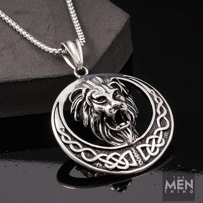 THE MEN THING SS Pendant/ Necklace LION KINGDOM -  Pure Titanium Steel Pendant with 24inch Round Box Chain for Men & Boys
