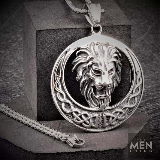 THE MEN THING SS Pendant/ Necklace LION KINGDOM -  Pure Titanium Steel Pendant with 24inch Round Box Chain for Men & Boys