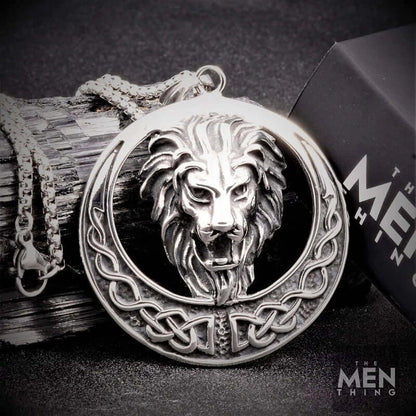 THE MEN THING SS Pendant/ Necklace LION KINGDOM -  Pure Titanium Steel Pendant with 24inch Round Box Chain for Men & Boys