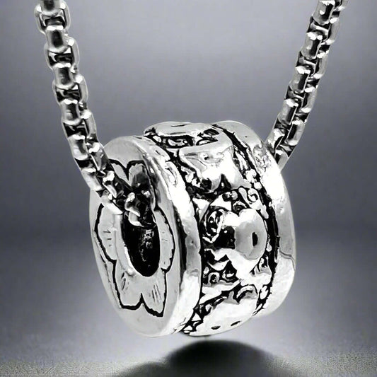 THE MEN THING SS Pendant/ Necklace MANTRA ROUND -  Alloy Round Mantra Pendant with Pure Stainless Steel  24inch Chain for Men, Milan trending Style - Round Box Chain & Pendant for Men & Boy
