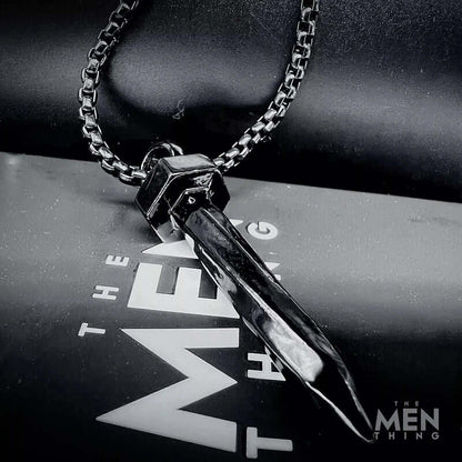 THE MEN THING SS Pendant/ Necklace NAILED IT - Black Tone - Pure Titanium Steel Pendant with 24inch Round Box Chain for Men & Boys