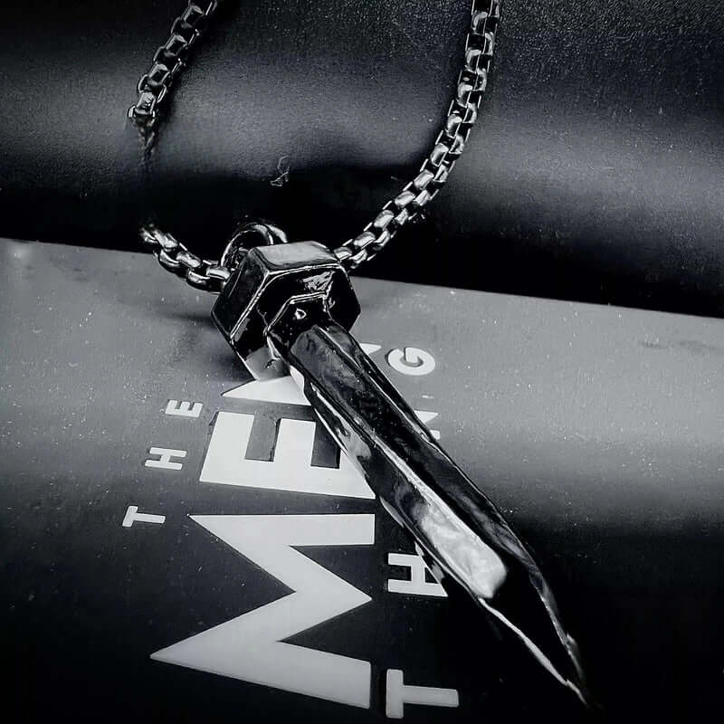 THE MEN THING SS Pendant/ Necklace NAILED IT - Black Tone - Pure Titanium Steel Pendant with 24inch Round Box Chain for Men & Boys