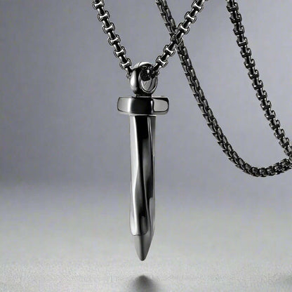 THE MEN THING SS Pendant/ Necklace NAILED IT - Black Tone - Pure Titanium Steel Pendant with 24inch Round Box Chain for Men & Boys