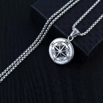 THE MEN THING SS Pendant/ Necklace NAVIGATOR -  Alloy Compass Pendant with Pure Stainless Steel 24inch Round Box Chain, American trending Style for Men & Boy