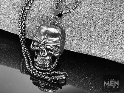 THE MEN THING SS Pendant/ Necklace NIGHT SKULL (BLACK) - Alloy Pendant with Pure Stainless Steel 24inch Round Box Chain, European trending Style for Men & Boy