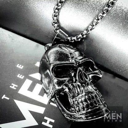 THE MEN THING SS Pendant/ Necklace NIGHT SKULL (BLACK) - Alloy Pendant with Pure Stainless Steel 24inch Round Box Chain, European trending Style for Men & Boy