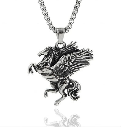 THE MEN THING SS Pendant/ Necklace PEGASUS (T) - Pure Stainless Steel Pendant with Pure Stainless Steel 24inch Round Box Chain for Men, European trending Style for Men & Boy