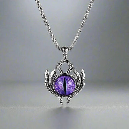 THE MEN THING SS Pendant/ Necklace PURPLE-EYE - Alloy Pendant with Stainless Steel 24inch Round Box Chain for Men & Boy