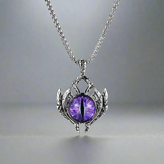 THE MEN THING SS Pendant/ Necklace PURPLE-EYE - Alloy Pendant with Stainless Steel 24inch Round Box Chain for Men & Boy