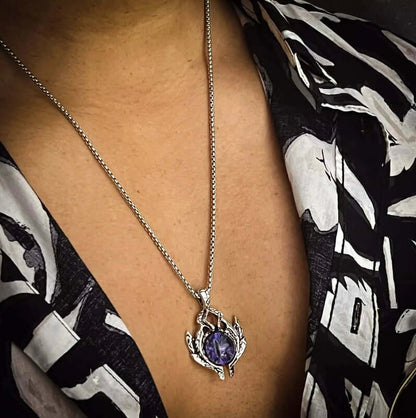 THE MEN THING SS Pendant/ Necklace PURPLE-EYE - Alloy Pendant with Stainless Steel 24inch Round Box Chain for Men & Boy