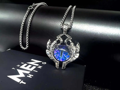 THE MEN THING SS Pendant/ Necklace PURPLE-EYE - Alloy Pendant with Stainless Steel 24inch Round Box Chain for Men & Boy