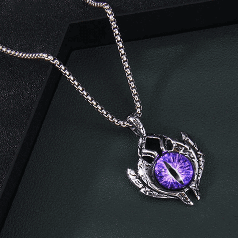 THE MEN THING SS Pendant/ Necklace PURPLE-EYE PROTECT (T)  - Pure Titanium Steel Pendant with Stainless Steel 24inch Round Box Chain, European trending Style for Men & Boy