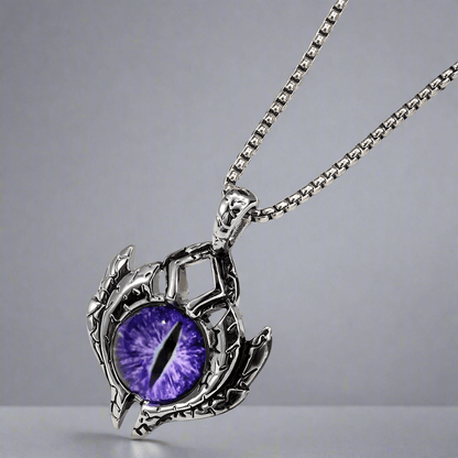 THE MEN THING SS Pendant/ Necklace PURPLE-EYE PROTECT (T)  - Pure Titanium Steel Pendant with Stainless Steel 24inch Round Box Chain, European trending Style for Men & Boy