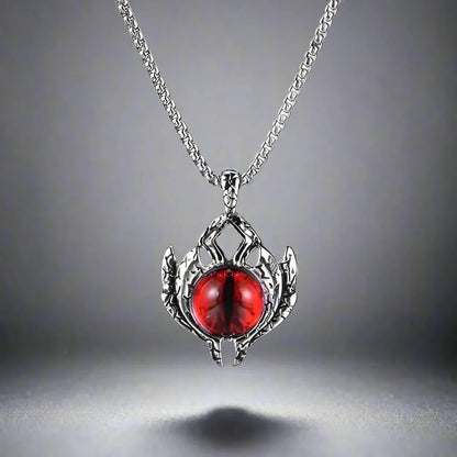 THE MEN THING SS Pendant/ Necklace RED-EYE PROTECT -  Alloy Pendant with Pure Stainless Steel 24inch Round Box Chain for Men, European trending Style for Men & Boy